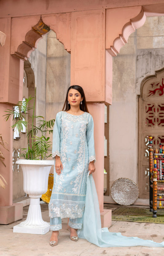 Ushna – Elegant Embroidered Organza 3PC Suit |
